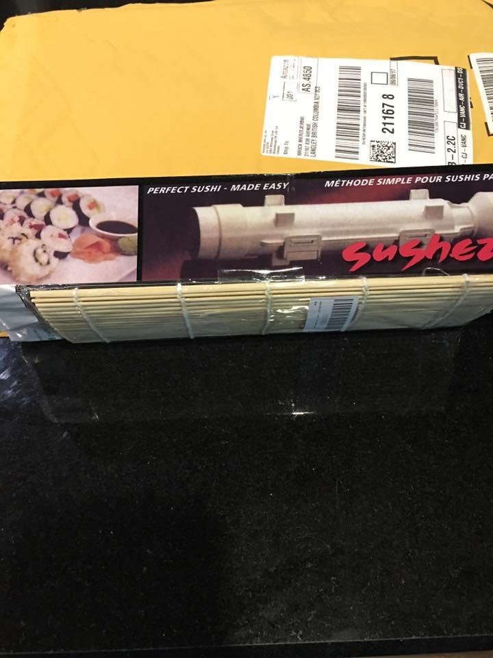 Sushi for dinner tonight! Got my sushi bazooka delivered! Yeah!!!!
Sorry Tom who does not like sushi!
