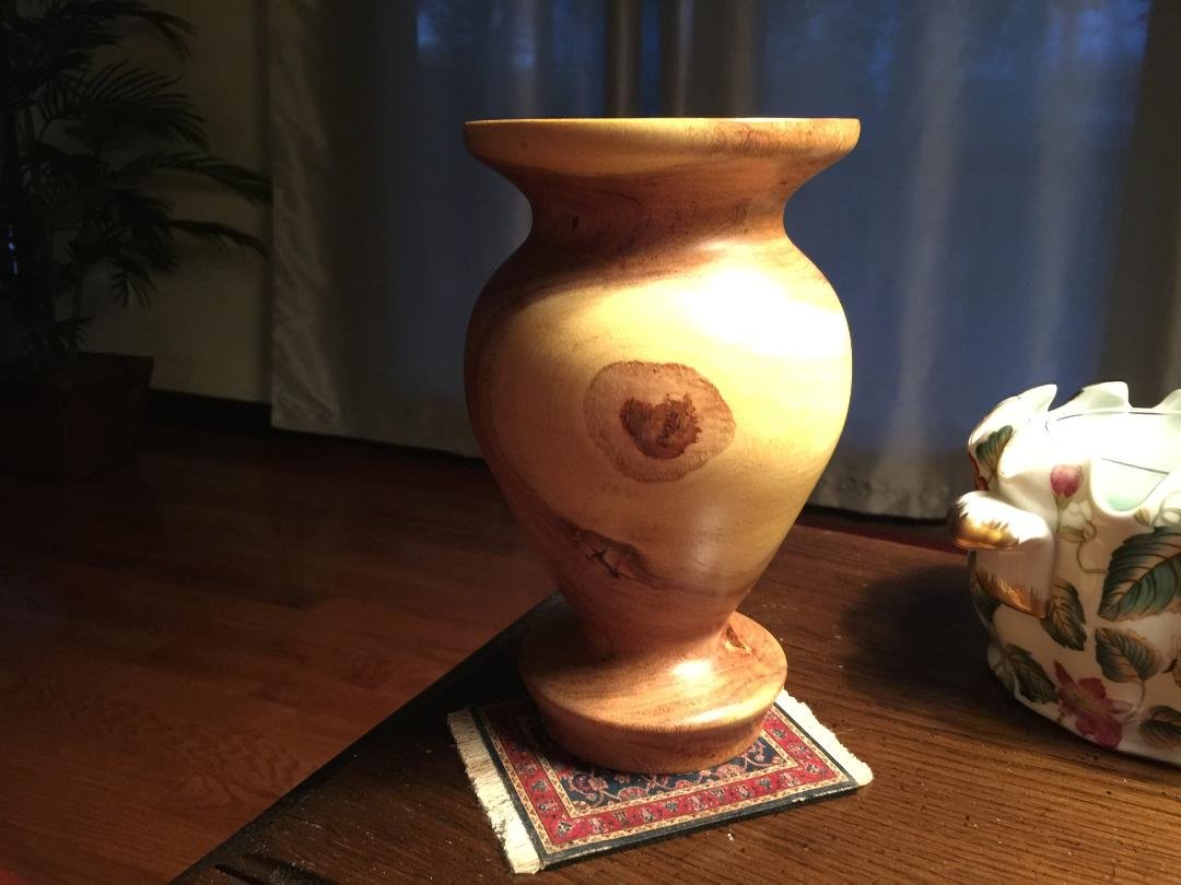 My first attempt at wood turning, with the expert guidence from James Pruett!