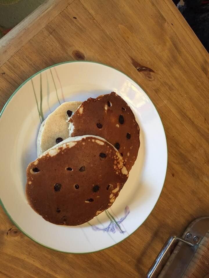 In honor of the “Griffin”; chocolate chip pancakes!