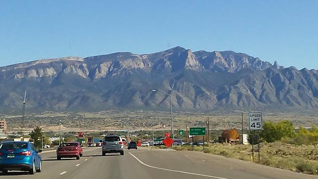 Sandia mountains and traffic. Good times!