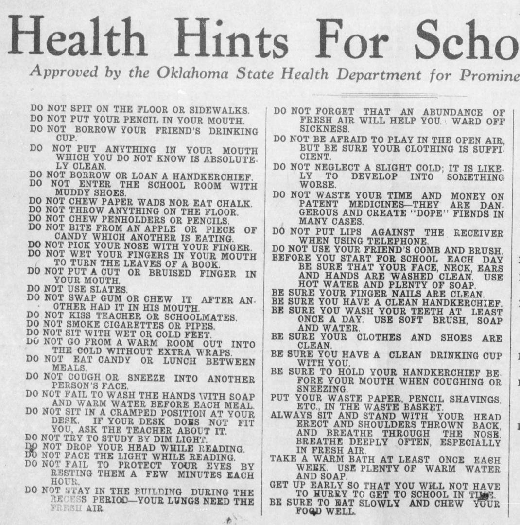 1912 Health Hints for school children