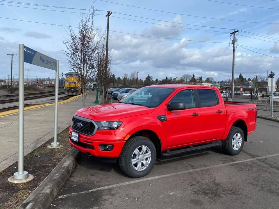 Our new Ranger. If you enlarge the photo, you can see Suzanne sitting in the front passenger seat.