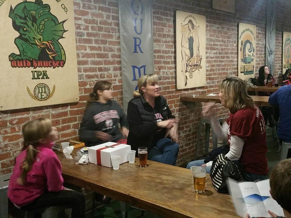 Enjoying a wonderful evening at the Brewpub with the Krupshaws. Celebrating Drews birthday.