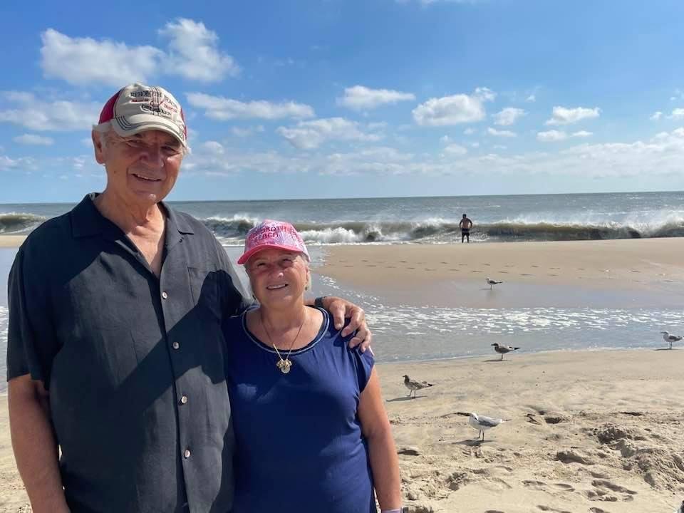 Celebrating our 50th year anniversary with the love of my life❤️Back in the same spot we were 50 years ago Rehoboth Beach Delaware.