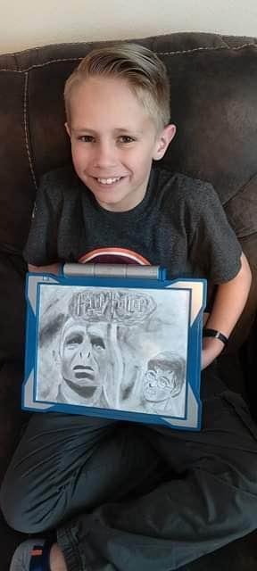 This little guy is 12 this is Landon J Peterson my oldest Grandson
And you don’t he’s becoming quite the artist