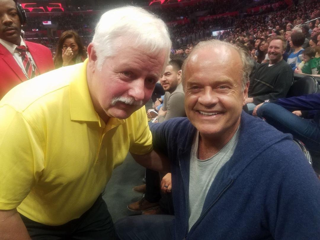 Rich Nybergand his friend kelsey at the clipper game