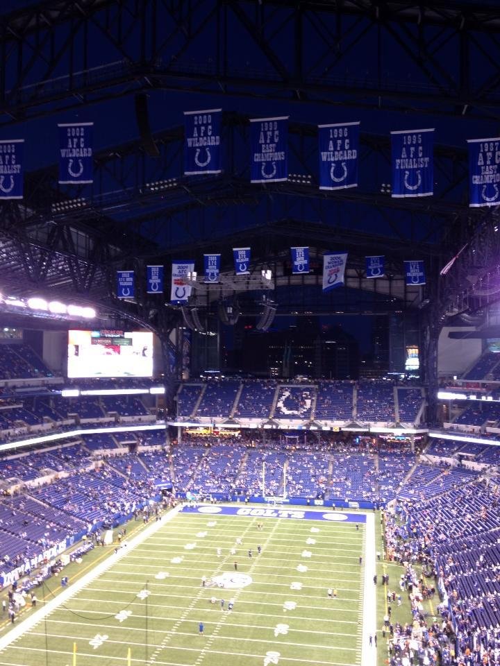 Roof and window are open on a beautiful night in Indy!  Go Colts!