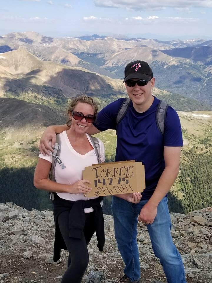 So proud of my daughter and son-in-law for adding two more 14'ers (Grays/Torrey's) to their list. Congrats Teri & Scott! They're planning to add another with my other daughter Traci in September.