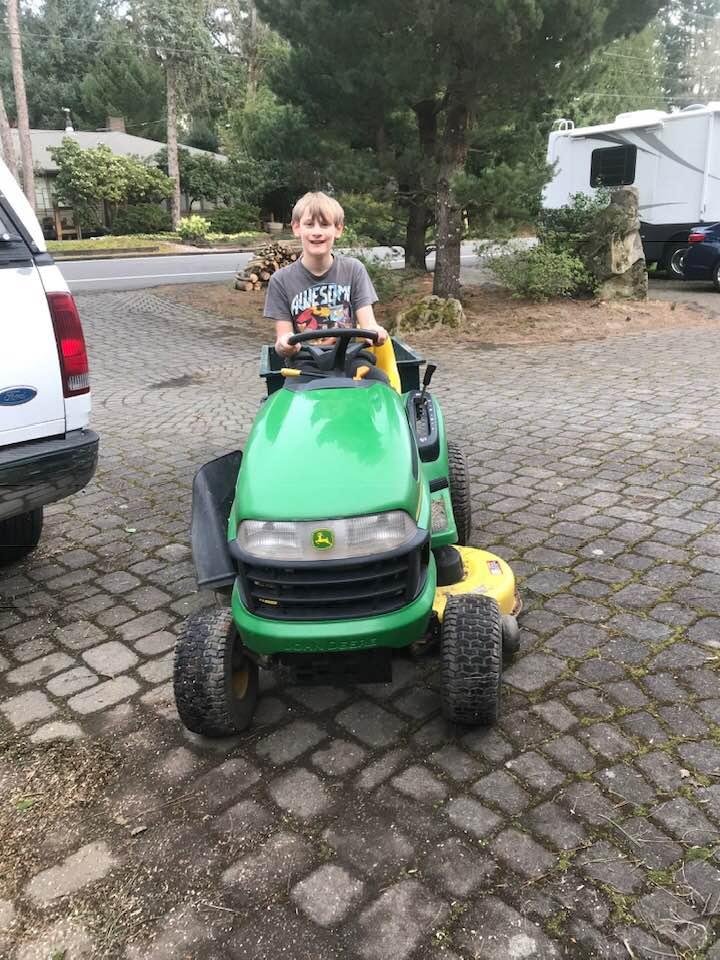 Finally, legs are long enough to reach the pedals on the tractor.