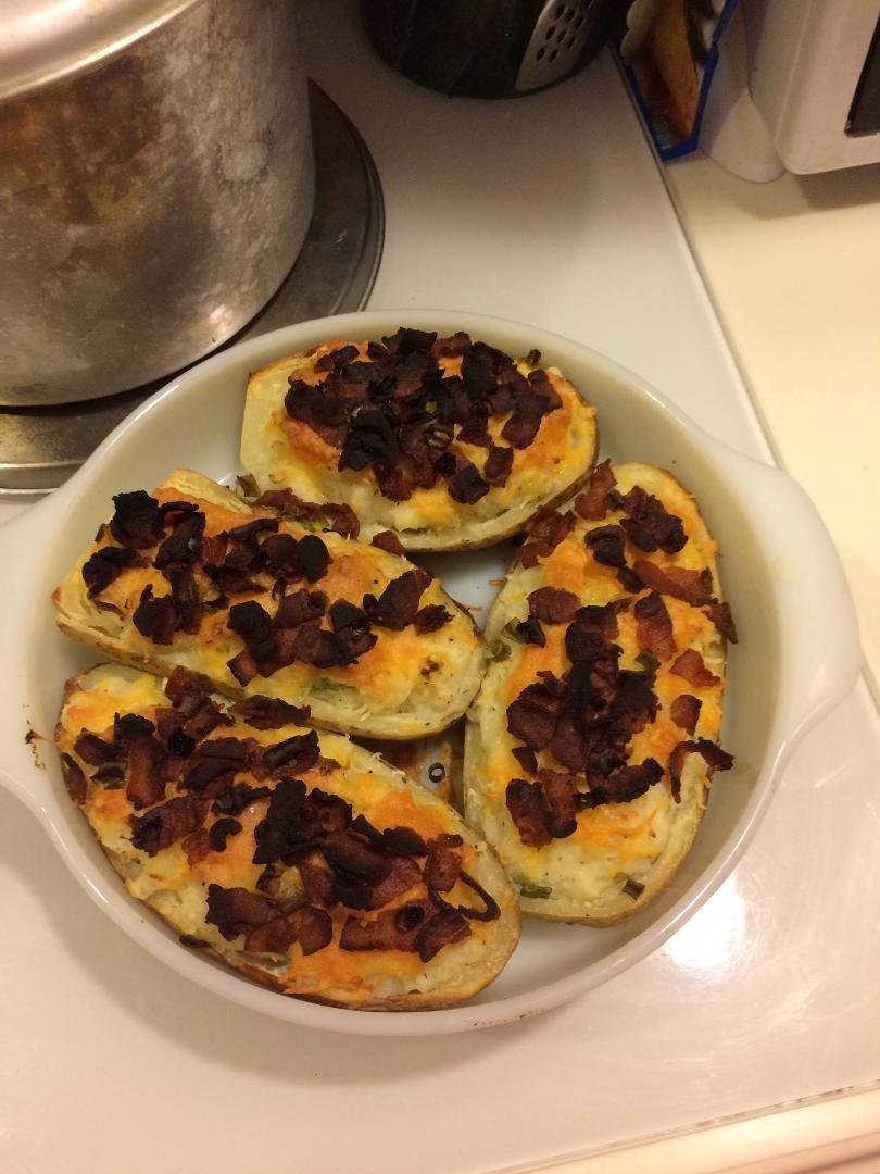 Left over baked potatoes for dinner tonight