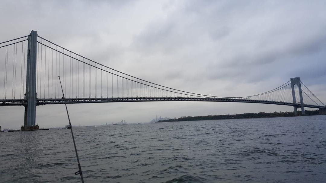 Fishing at the Verrazano Bridge this morning with Mark Clark and Jack Halleran. More fishing then catching, but still a good morning.