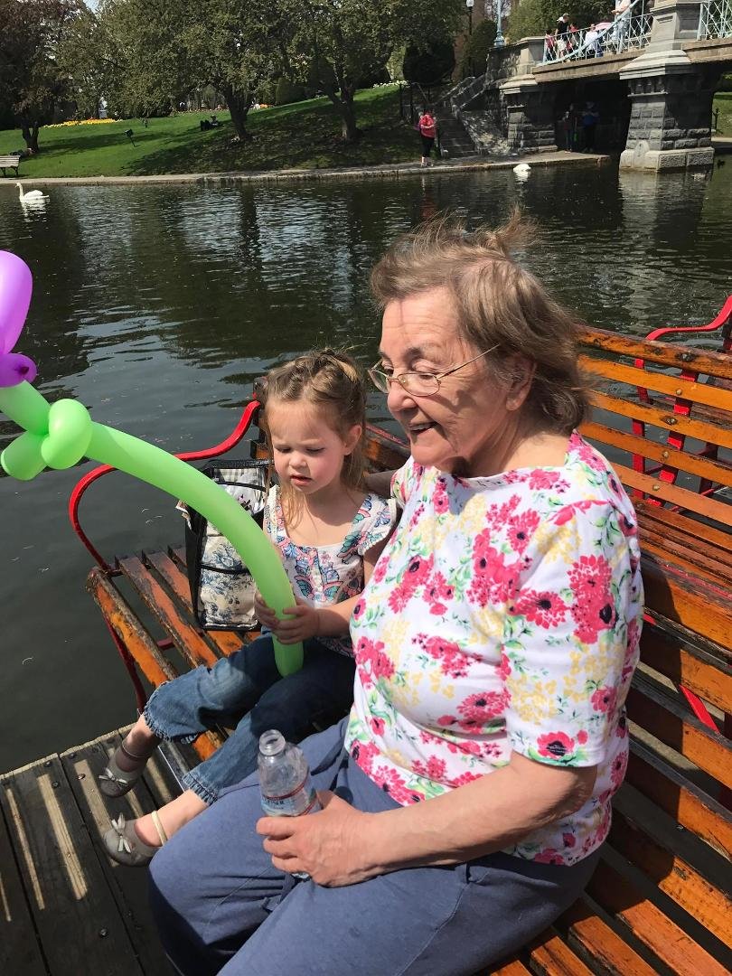 2 sweet people great nana and great granddaughter Boston common swan boats. precious moments and fun
