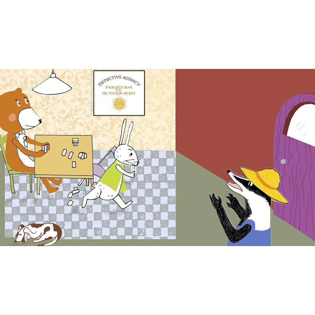 Another Re-design of Sherlock and Watson. They are playing "Go Fish." The large burgundy area is reserved for the type. I probably should have cropped it for this use!