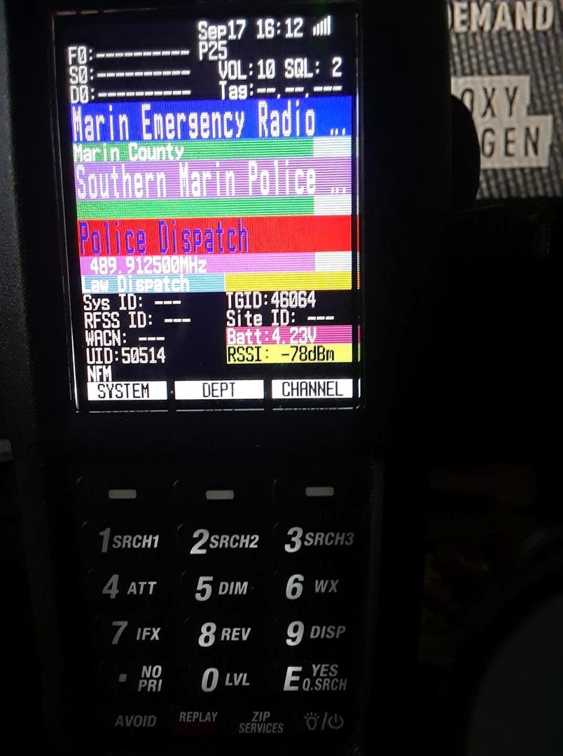 My new toy. It's a Uniden SDS100 scanner. It picks up all the Marin police, sheriff, fire departments & EMS radio communications. It's the top of the line.