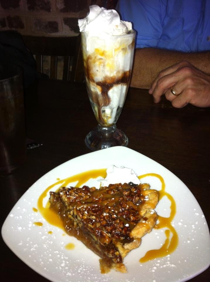 Kaminsky's!! Wonderful bourbon pecan pie and milkshake!! About a zillion calories!! (Elaine posting on Brent's FB)
