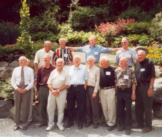 Teachers who attended Class of ’65 Reunion July 15, 2006
(READ NAMES LEFT TO RIGHT)
Front Row
Mr. Glover, (Math, Physics); Gordon House (Math); Frank Kelly (Chemistry); Laurie Lynds (Drama, English & History); Roy Urquhard