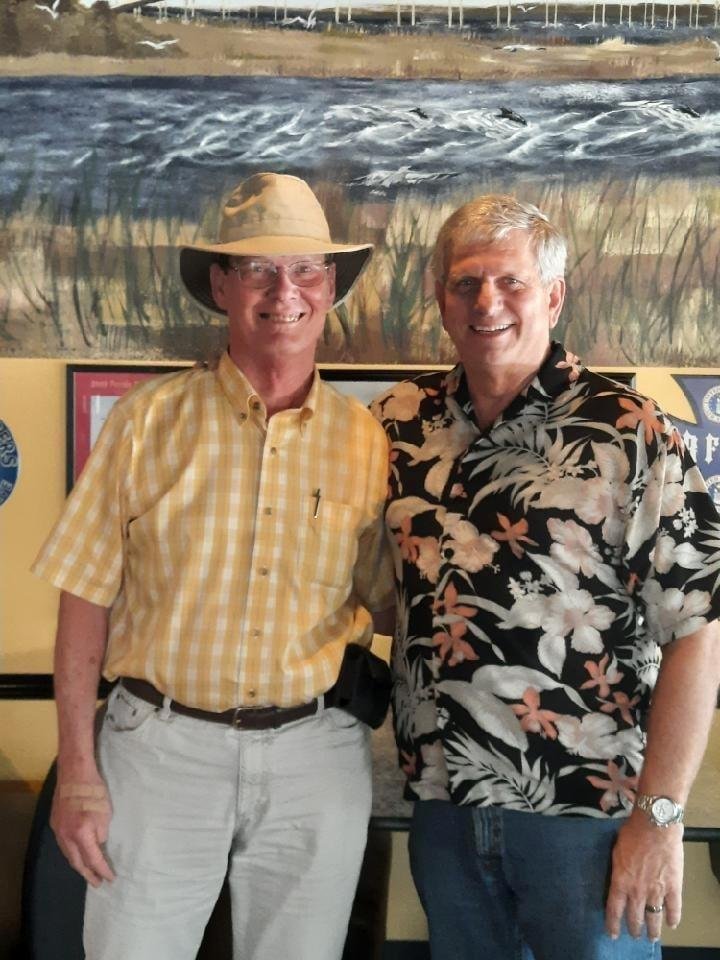 Had a great lunch with an old high school classmate, Dr. Peter Winn Martin.  We try and meet up annually when he's in the Charleston area for lunch.  Peter has written several books and finally got my copy signed.  Always a