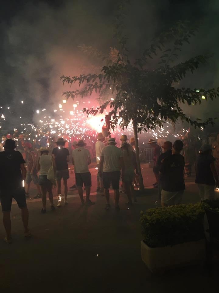 War zone or festival? Amazing and strange - those sparklers really hurt. Restaurant entertainment!