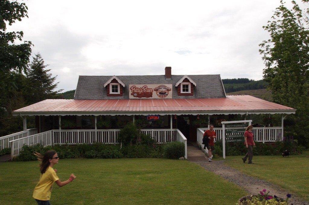 Wonderful food at Patty's Place.  Strawberry-Rhubarb Cobbler!