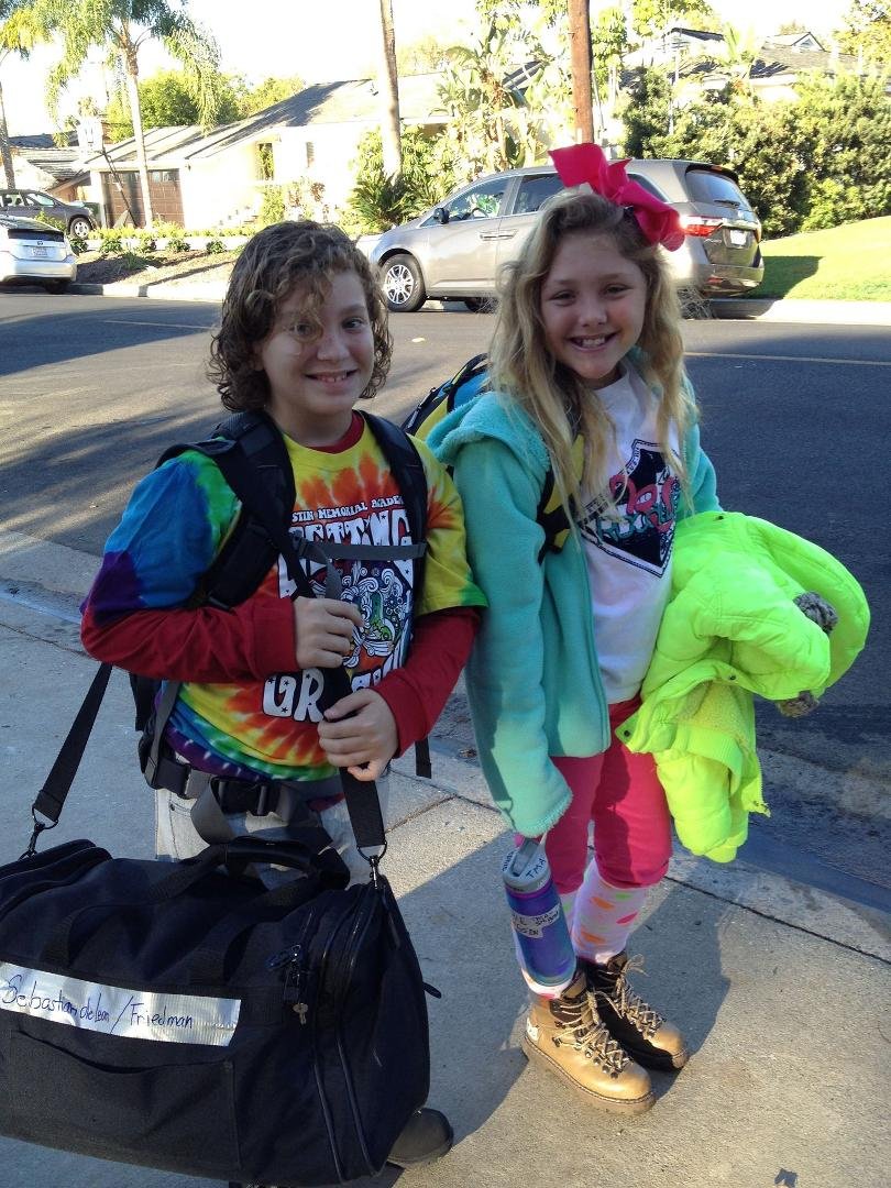 Sophie and Sebastian ready to go to Outdoor Ed!
