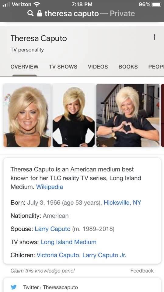I am going to see Theresa Caputo at the Alerus here in Grand Forks on Friday, and also take pictures with her. I am so excited. Yeah!