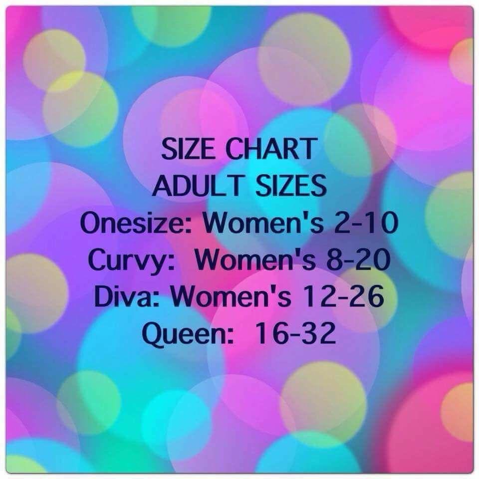 Our sizes for leggings.
