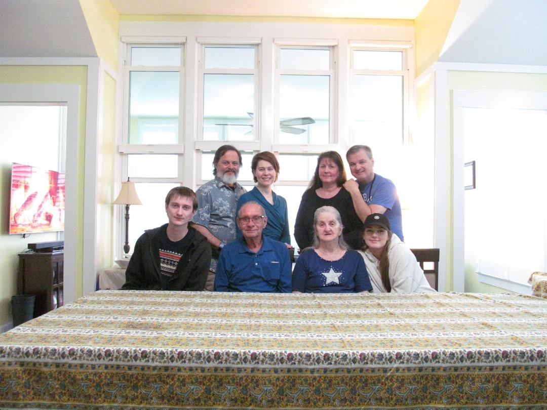 we had our happy thanksgiving on friday, all together, and had a wonderful time creating memories
front row l-r. spencer, grandson, larry, carol, sophie, grand daughter, back row cary, son , casey, charyl daughter, Joseph