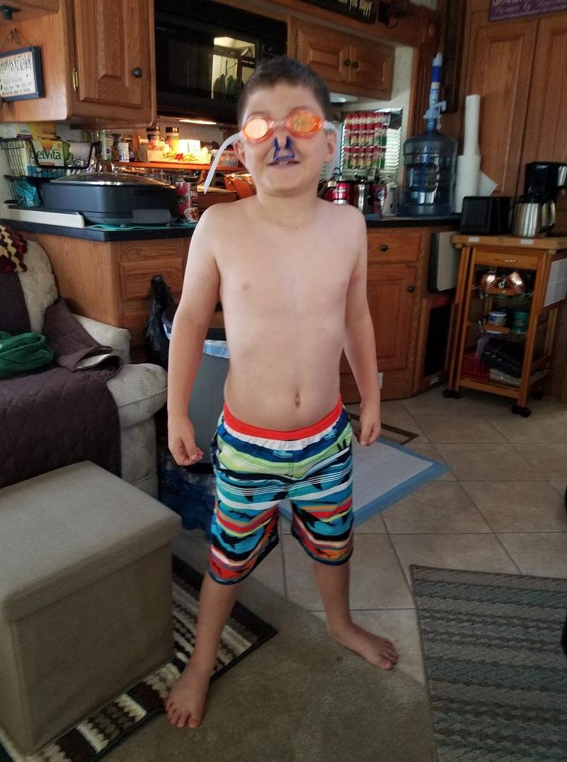 Grandson Jackson is headed for the pool!