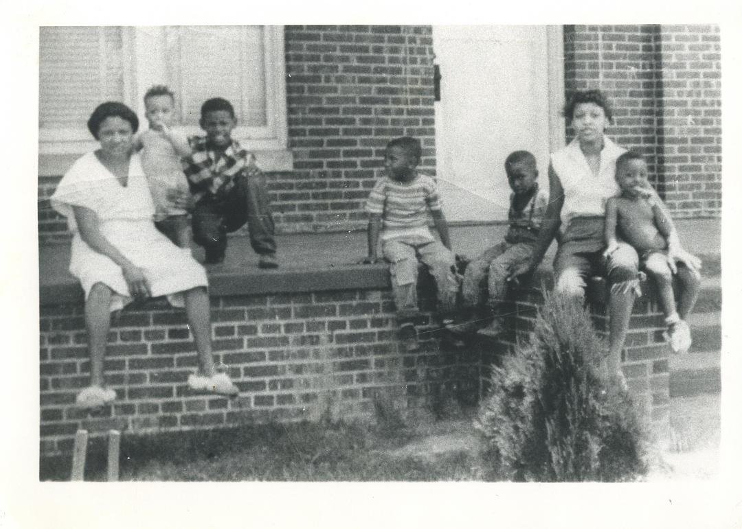 Muskogee,Okla. summer 1954 The Big House.....My grandmother (Ruby Bradley), brother (Larry Jackson), uncle (John Bradley), uncle (Nathan Bradley), cousin (Freddie Bogar), mother (Katherine Jackson) and myself (Kenneth)