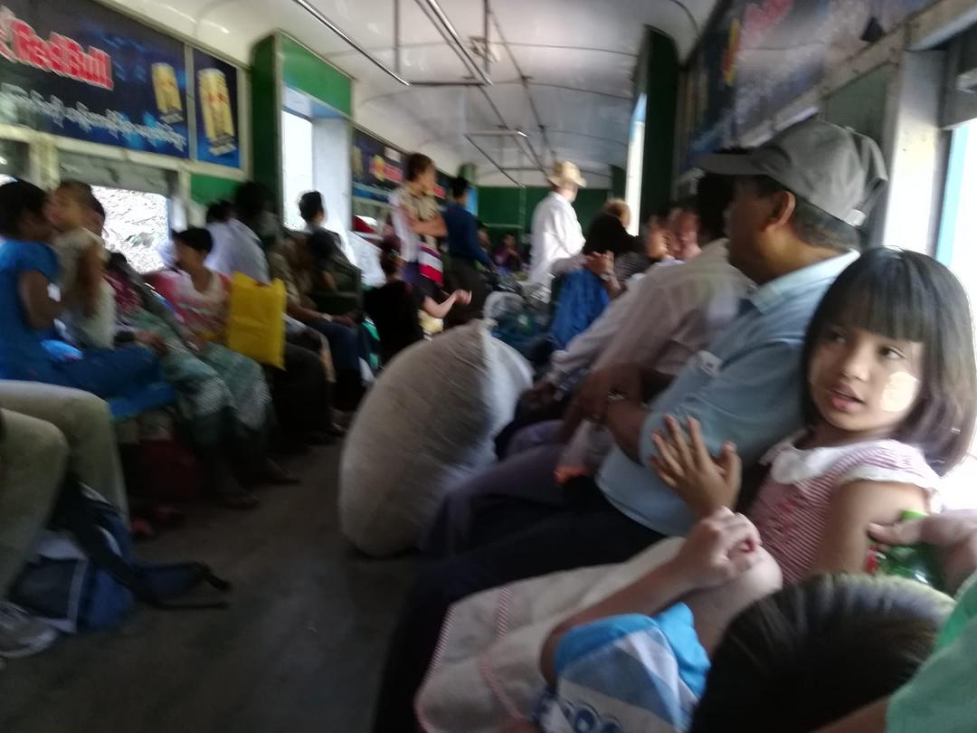 On the train to market.