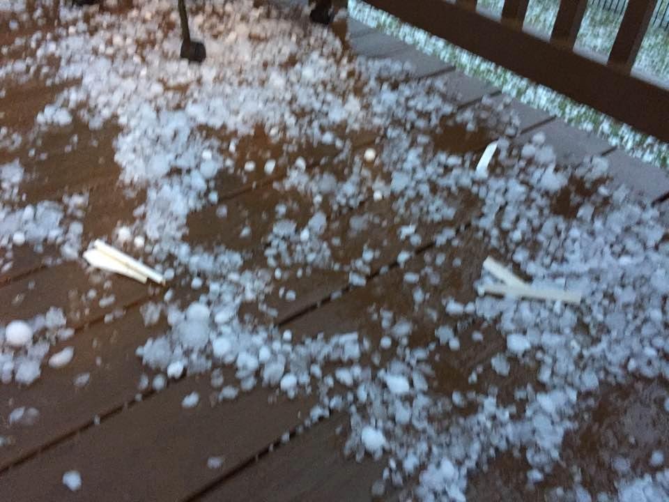 Goal & broken pieces of trim on my deck.