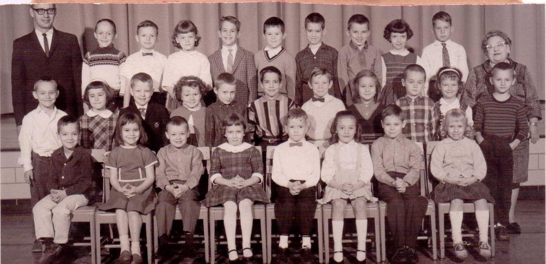 Here's 1st grade Jim Brest, Mrs. Dubois, meanest teacher ever. These days she would never get by taking her hands and squeezing the hell out of your face, Principal Mr. Stolle. Not sure who is who but a few I could tag. Jim