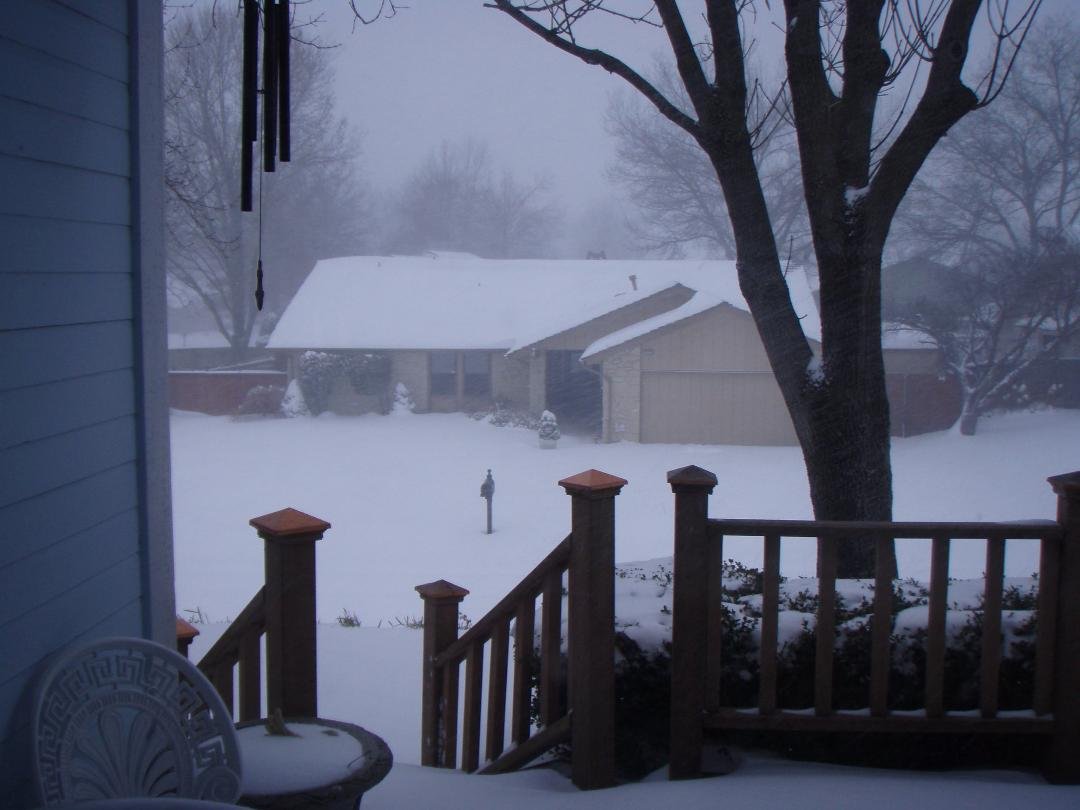This is the first day our snow fall in Tulsda