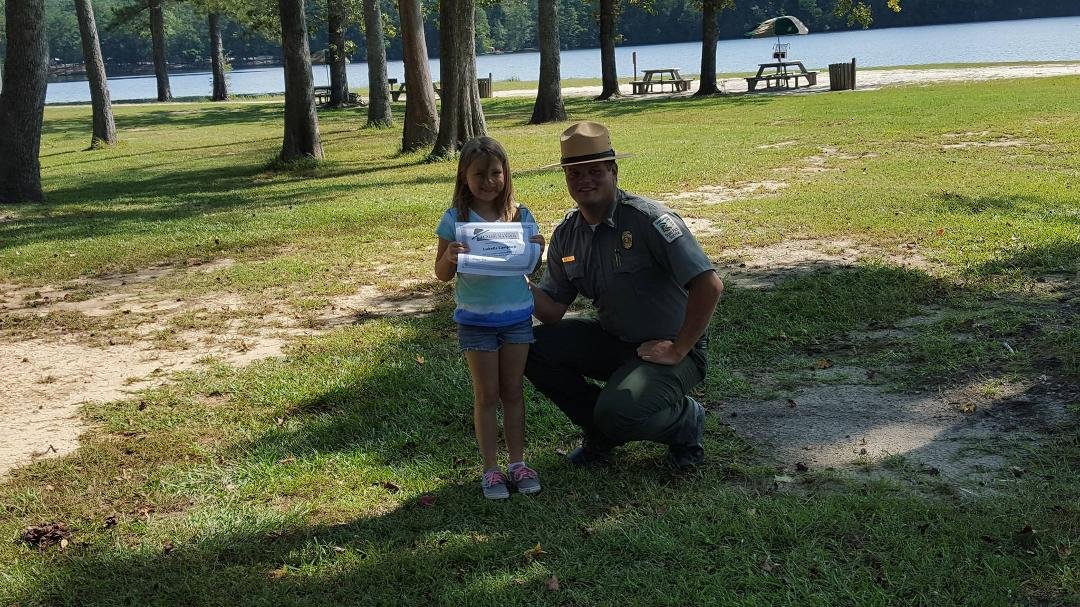 Bella with Ranger Chad at Cheraw State Park