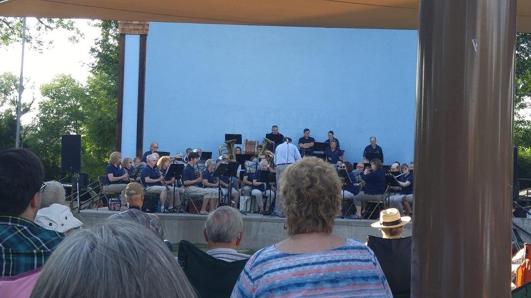 We are enjoying wonderful free musical evening in our city park with the Great Falls Municipal Band performing. Outdoors on a warm summer evening. Great!