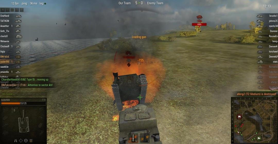 me and my T18 ramming a T2 Medium. 1 shot killed him