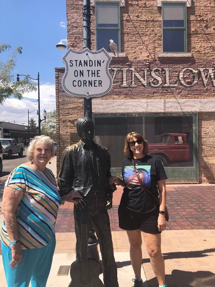“Standing on the corner in Winslow Arizona such a fine sight to see.” Happy 80th Mom!!