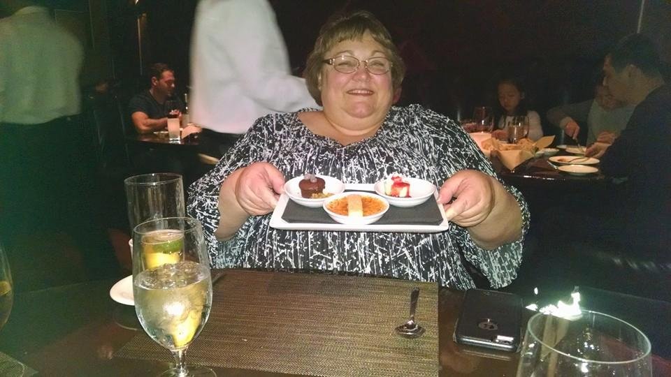 Laurie Meier Myers eating dessert