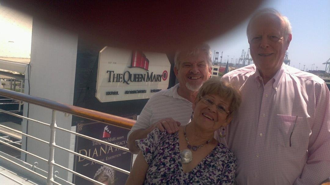 Bill,Kays' brother, Richard, sister-in-law Grace aboard the QueenMary