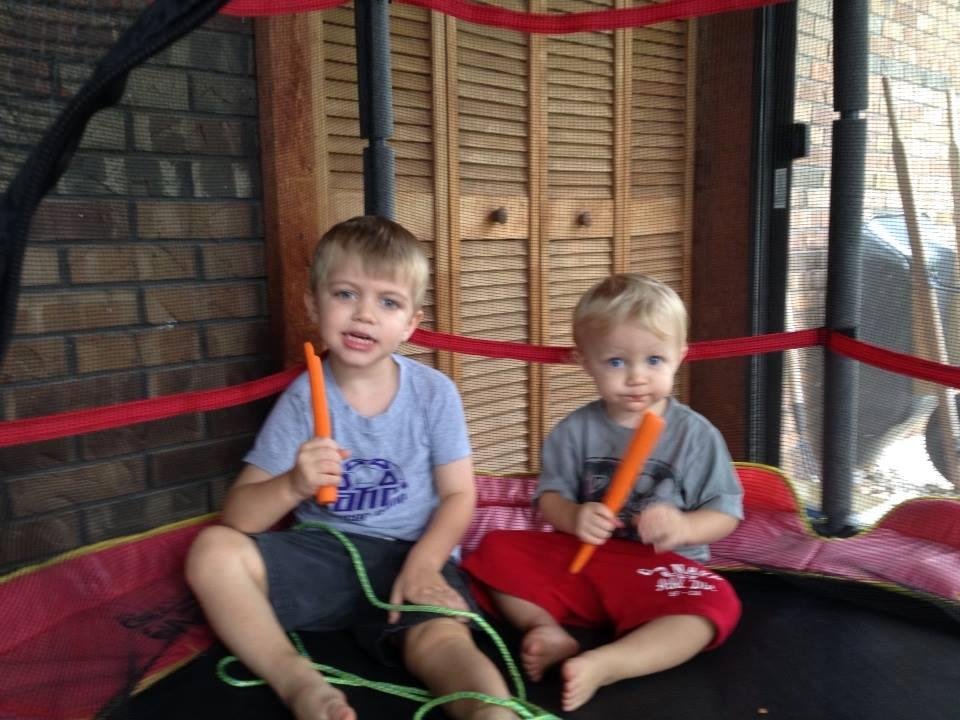 My buddies (or bunnies) morning carrot in the trampoline.