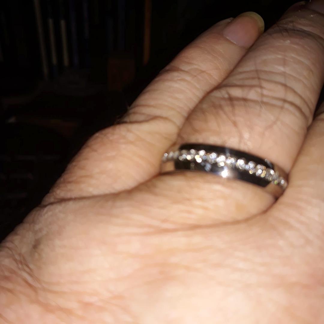 My new Wedding Ring just arrived   had to find one that fits my finger.  Had a temporary one for the Wedding, but this is the Official One.