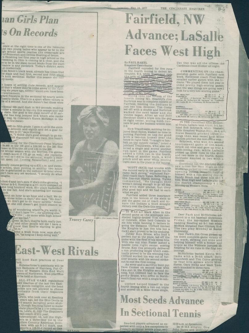 I sure hope I do not jinx myself by this post.  Happy Friday the 13th!  This is my good luck day.  In my pitching career I had 7 no-hitters.  Five of those were on Friday the 13th!  This article was from a game on May 13th,