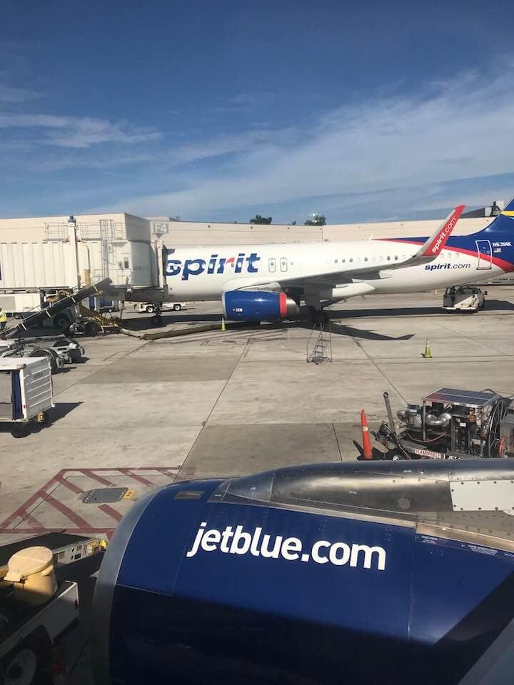 Finally boarding out of Ft. laud. after 1&3/4 hour delay because of bad weather in n j. Hopefully all goes well✈️🙏