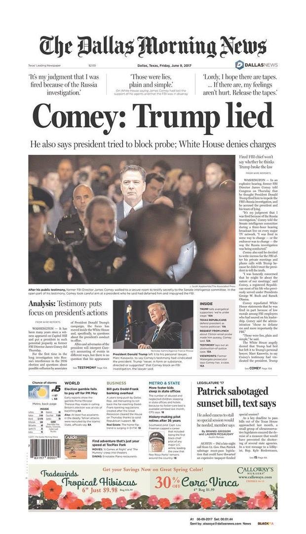 I didn't get to listen to the whole Comey testimonial , but I didn't walk away with any thing like this from it. Any thoughts?