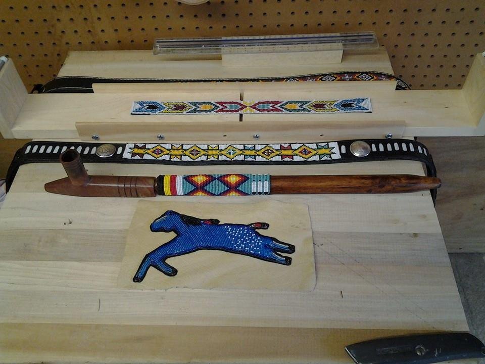 Completed ! Handcarved pipestem and beadwork