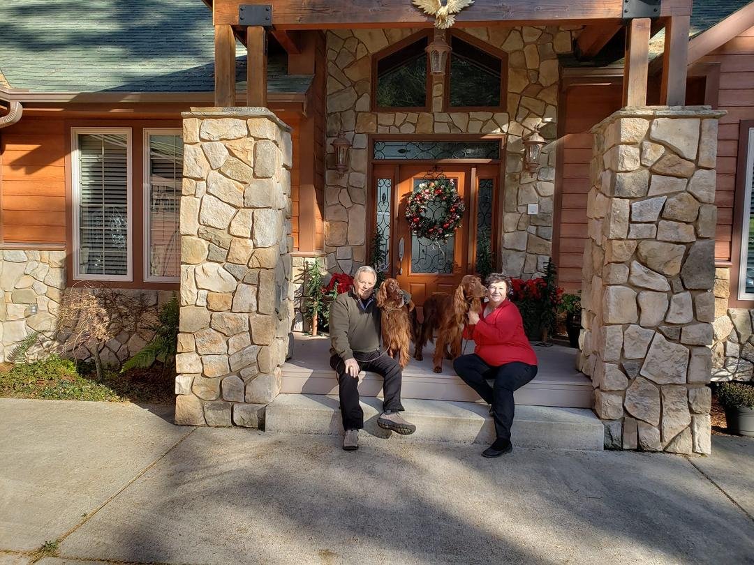 We took our Christmas card photo this afternoon, had one hello of a time attempting to get Linda to set still for the picture!