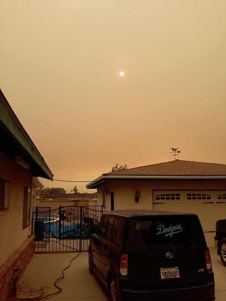 The smoke from the sand fire