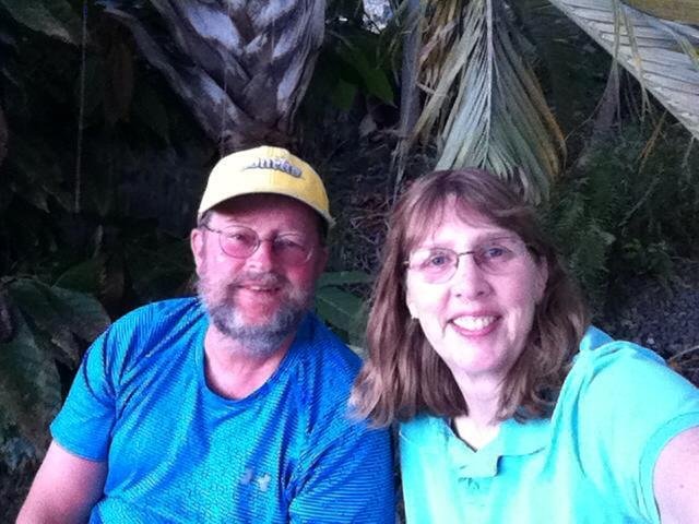 Enjoying the sunset at our rental at Captain Cook.
