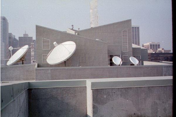 Here are the four Satellite Dish's that had to be taken to the roof in the elevator, piece by piece. Check out the next pictures. Avalon Twin Towers