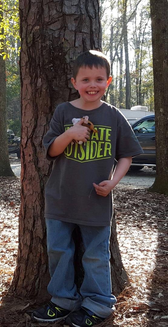 Billy in his ultimate outsider shirt. Camping in Colleton State Park.
